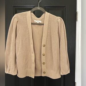 LOFT | Camel Cardigan Sweater V-Neck Knit